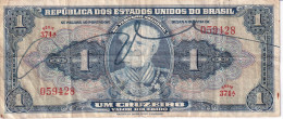 BILLETE DE BRASIL DE 1 CRUZEIRO DEL AÑO 1944 CON FIRMA  (BANK NOTE) - Brazilië
