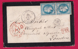 N°29 PAIRE GC 2482 MONTHERY SEINE ET OISE POUR LONDRES LONDON ANGLETERRE ENGLAND LETTRE - 1849-1876: Classic Period