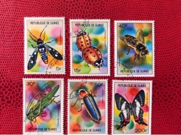 GUINÉE 1973 Complet 6 V Oblitérés YT 494 A 499 Insect GUINEA  Farfalle Papillons Butterflies Mariposas Schmetterlinge - Schmetterlinge