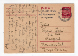 1937. GERMANY,MUNCHEN TO YUGOSLAVIA,BELGRADE,STATIONERY CARD,USED - Cartes Postales