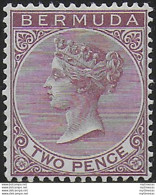 1898 Bermuda Vittoria 2p. Brown Purple MH SG N. 26a - Andere & Zonder Classificatie