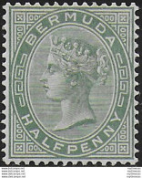 1893 Bermuda Vittoria ½d. Deep Grey-green MH SG N. 21a - Sonstige & Ohne Zuordnung