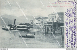 Cd356 Cartolina Lago Di Como Bellagio Hotel Genazzini Battello In Partenza 1902 - Como