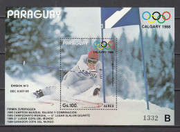 Olympia 1988:  Paraguay  Bl ** - Winter 1988: Calgary