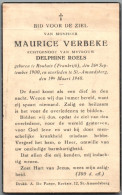 Bidprentje Roubaix (Fra) - Verbeke Maurice (1900-1940) Plooi - Andachtsbilder