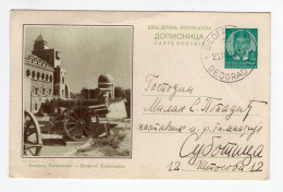 1938. KINGDOM OF YUGOSLAVIA,BELGRADE TO SUBOTICA,KALEMEGDAN ILLUSTRATED STATIONERY CARD,USED - Postwaardestukken