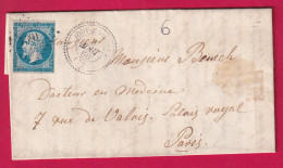 N°14 PC 1591 JOUY EN JOSAS SEINE ET OISE CAD TYPE 22 POUR PARIS INDICE 10 LETTRE - 1849-1876: Classic Period