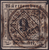 Wurttemberg 1851 Sc 5 Mi 4 Used Cannstadt Cancel Damaged Upper Corner - Oblitérés