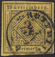 Wurttemberg 1851 Sc 2 Mi 2 Used Rottweil Cancel - Usati