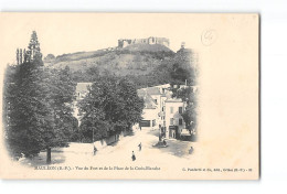 MAULEON - Vue Du Fort Et De La Place De La Croix Blanche - Très Bon état - Mauleon Licharre