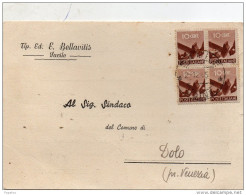 1945  - LETTERA CON ANNULLO  SACILE PORDENONE CON QUATTRO PEZZI DEL N° 543 - 1946-60: Poststempel