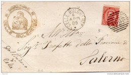 1885  LETTERA CON ANNULLO  CELLE BULGHERIA SALERNO - DENT. SPOSTATA - Poststempel