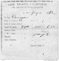 1882 - LUIGI TOSATTO NEGOZIANTI IN BADIA POLESINE ROVIGO - Italy
