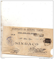 1896  LETTERA CON ANNULLO COMUNALE REVINE  LAGO  TREVISO DENTELLATURA SPOSTATA - Marcophilie