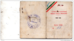 1946 TESSERA COMITATO NAZIONALE REDUCI DELLA PRIGIONIA - Documents Historiques
