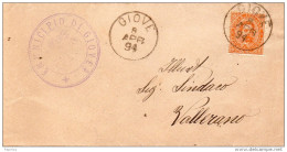 1894  LETTERA CON ANNULLO GIOVE TERNI - Marcophilie