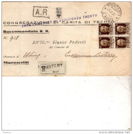 1937  LETTERA RACCOMANDATA CON ANNULLO TRENTO 1  S. MARCO - 1946-60: Poststempel