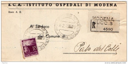 1948  LETTERA RACCOMANDATA CON ANNULLO MODENA 3 - 1946-60: Poststempel