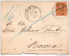 1895   LETTERA CON ANNULLO GUBBIO - Marcophilie