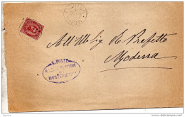 1885  LETTERA CON ANNULLO MONTEFIORINO MODENA - Marcophilia