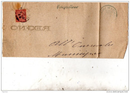 1882 PARTE DI MANIFESTO  CON ANNULLO BOLOGNA + CRESPELLANO IN CORSIVO - Marcophilie