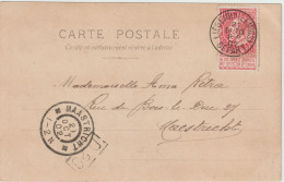 N° 58 - Carte Postale Liège (Guillemins) - Départ 1902 Vers MAASTRICHT - 1893-1900 Schmaler Bart