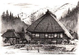 CPM - JAPON - OTARI - Maisons Privées De Chikuni Buraku Et Les Montagnes Hakuba - Illustration Akirasato - Altri & Non Classificati