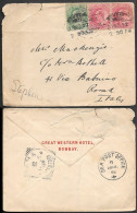 India Bombay Great Western Hotel Cover Mailed To Italy 1902. 2 1/2 Rate - 1902-11 Roi Edouard VII