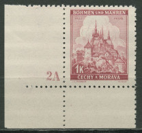 Böhmen & Mähren 1939 Ecke M. Plattennummer 100er-Bogen 28 Pl.-Nr. 2A Postfrisch - Unused Stamps