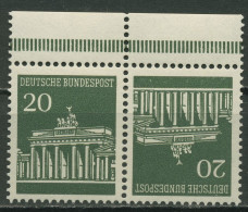 Bund 1968 Brandenburger Tor Zusammendruck Oberrand K 8 OR Postfrisch - Se-Tenant