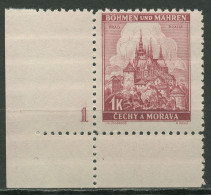 Böhmen & Mähren 1939 Ecke M. Plattennummer 100er-Bogen 28 Pl.-Nr. 1 Postfrisch - Ungebraucht