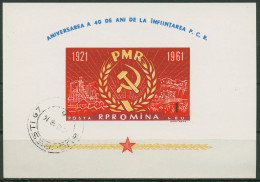 Rumänien 1961 Kommunistische Partei Emblem Block 49 Gestempelt (C92145) - Blokken & Velletjes