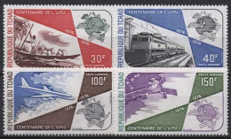 Tschad 1974 100 Jahre Weltpostverein UPU Eisenbahn Flugzeug 704/07 Postfrisch - Tchad (1960-...)
