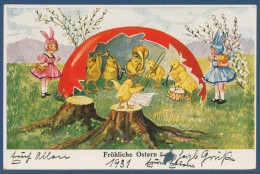 Fröhliche Ostern Kükenorchester, Gelaufen 1931 (AK3806) - Ostern