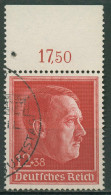 Deutsches Reich 1938 49. Geburtstag A. Hitler Mit Oberrand 664 Gestempelt - Used Stamps