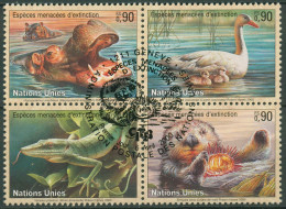 UNO Genf 2000 Gefährdete Tiere Flusspferd Schwan Otter 385/88 ZD Gestempelt - Used Stamps