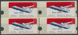 Indonesien 1996 Automatenmarke ATM Flugzeug Automat 1 Satz 4 Werte, 2.1 Gest. - Indonésie