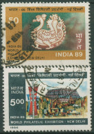 Indien 1987 INDIA'89 Ausstellungshalle 1099/00 Gestempelt Blockeinzelmarken - Oblitérés