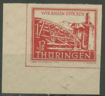 Thüringen 1946 Wiederaufbau Zerstörter Brücken 113 By Ecke 3 Postfrisch Geprüft - Sonstige & Ohne Zuordnung