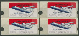 Indonesien 1996 Automatenmarke ATM Flugzeug Automat 1 Satz 4 Werte, 2.2 Gest. - Indonesia