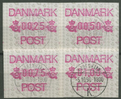 Dänemark ATM 1990 Satz 4 Werte: 0,25/0,50/0,75/1,00, ATM 1 S Gestempelt - Automaatzegels [ATM]