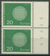 Bund 1970 EUROPA CEPT Paar Mit Bogenzählnummer 620 Bg.-Nr. Postfrisch - Ungebraucht