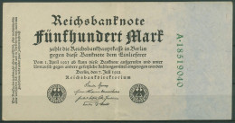 Dt. Reich 500 Mark 1922, DEU-82b Serie A, Leicht Gebraucht (K1441) - 500 Mark