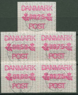 Dänemark ATM 1990 Satz 5 Werte: 0,25/0,50/0,75/1,00/1,25, ATM 1 S Gestempelt - Automaatzegels [ATM]