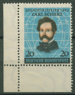 Bund 1952 Carl Schurz, 100. Jahrestag Landung In Amerika 155 Ecke 3 Postfrisch - Ongebruikt