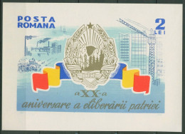 Rumänien 1964 Staatswappen Mit Staatsfarben Block 57 Ohne Gummierung (C92133) - Blocks & Kleinbögen