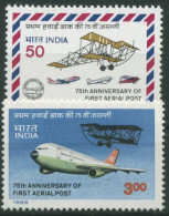 Indien 1986 75 Jahre Flugpost Flugzeug Airbus 1053/54 Postfrisch - Unused Stamps