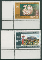 Indien 1987 INDIA'89 Ausstellungshalle 1099/00 Ecke Postfrisch Blockeinzelmarken - Ongebruikt