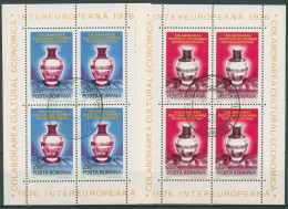 Rumänien 1976 INTEREUROPA Keramik Vasen Block 133/34 Gestempelt (C92049) - Blokken & Velletjes