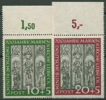 Bund 1951 700 J. Marienkirche, Oberrand 139/40 OR Postfrisch, Rand Vorgefaltet - Unused Stamps